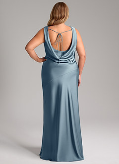 Azazie Rylina Bridesmaid Dresses Dusty Blue Mermaid Stretch Satin Dress image8