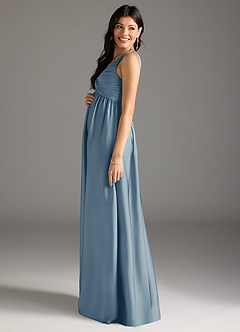 Azazie Yetta Maternity Bridesmaid Dresses A-Line Pleated Stretch Satin Floor-Length Dress image4
