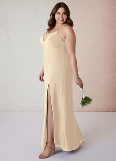 Azazie Becca Suknie dla druhen Osłona Szyfon Do ziemi Sukienka image9