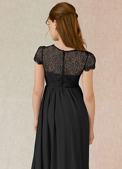 Azazie Delevingne Junior Black A-Line Lace Chiffon Dress image5