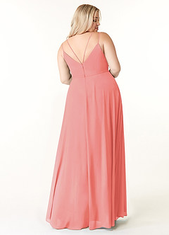 Azazie Janine Bridesmaid Dresses Coral A-Line V-Neck Chiffon Dress image7