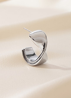 front Thick Twist Metal Hoop Earrings