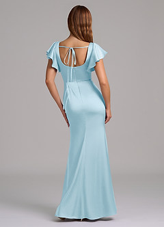 Azazie Elkie Bridesmaid Dresses Sky Blue Mermaid Square Neckline Stretch Satin Dress image2