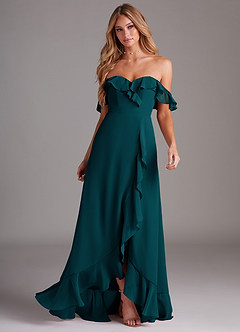 Azazie Lyra Bridesmaid Dresses Pine A-Line Chiffon Convertible Dress image4