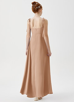 Azazie Rosey Junior Robe Trapèze en Satin extensible Encolure en Forme de Cœur Rose Perle image2