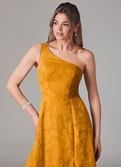 Azazie Ellianna Jurken voor bruidsmeisjes Jurk van Bloemen Burn-out met A-Lijn One-Shoulder Boterbabbelaar image6