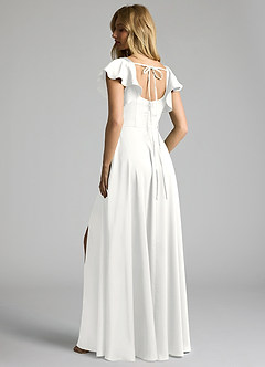 Azazie Bondi Bridesmaid Dresses White A-Line Bow Stretch Satin Dress image8