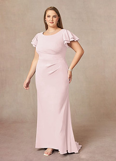 Azazie Peppermint Kleider für die Brautmutter Meerjungfrau-Linie Schaufel Gerüscht Stretch-Krepp Kleid Zartrosa image8