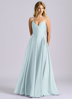 Azazie Truce Bridesmaid Dresses Mist A-Line Stretch Satin Dress image1