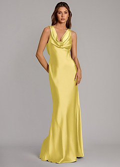 Azazie Cheryl Robes de demoiselle d'honneur Robe Sirène en Satin extensible Canari image5