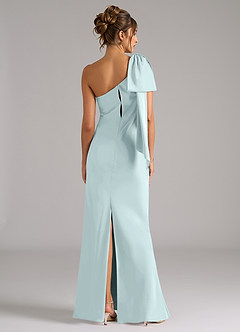 Azazie Capri Bridesmaid Dresses Sea Glass Mermaid One Shoulder Stretch Satin Dress image2