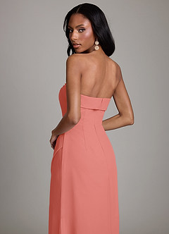 Azazie Aretha Bridesmaid Dresses Salmon Pink A-Line Strapless Chiffon Dress image4
