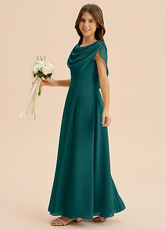 Azazie Lambie Junior Peacock A-Line Pleated Chiffon Dress image4