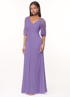 Azazie Noelia Final Sale Tahiti A-Line Pleated Mesh Dress image3