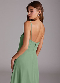 Azazie Wren Bridesmaid Dresses Matcha A-Line Side Slit Chiffon Convertible Dress image8