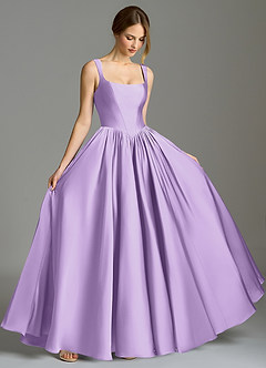 Azazie Verina Bridesmaid Dresses Lilac A-Line Pleated Stretch Satin Dress image5