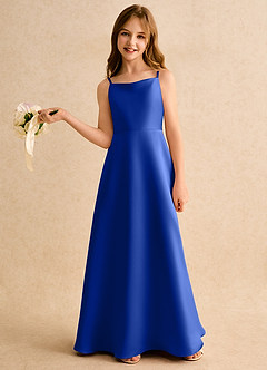 Azazie Joella Girls Formal Flower Girl Klänningar Klä A-Line i Matt satäng Plisserad image2