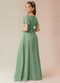 Azazie Induh Vestido de Matcha de Gasa/ Chiffon de Acampanado con Volante image2