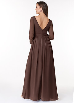 Azazie Teton Final Sale A-Line Long Sleeve Chiffon Floor-Length Dress image2