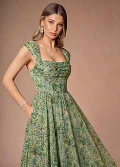 Hazel Green Floral Midi Dress image5