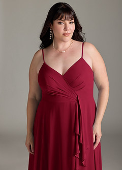 Azazie Akita Bridesmaid Dresses Burgundy A-Line Chiffon Dress image9