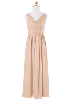 Azazie Kora Junior English Rose A-Line Pleated Chiffon Dress image5