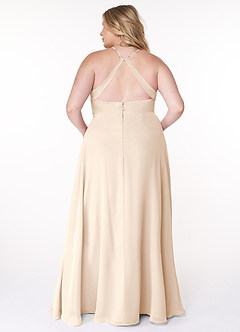 Azazie Davis Brautjungfernkleider A-Linie V-Hals Chiffon Kleid Alabaster Weiß image8