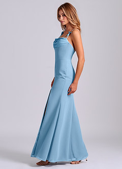 Azazie Amithy 신부 들러리 드레스 인어 주름진 쉬폰 바닥 길이 드레스 image5