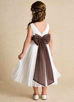Azazie Margot Flower Girl Dresses Ivory Ganache A-Line Pleated Chiffon Dress image5