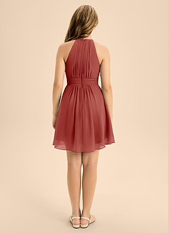 Azazie Bonnie Junior Terracotta A-Line Pleated Chiffon Dress image2