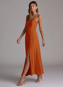 Azazie Wren Vestidos de madrinha de casamento Vestido Páprica de Chiffon de Linha A com Sem alças image3