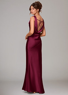 Azazie Rylina Bridesmaid Dresses Burgundy Mermaid Stretch Satin Dress image4