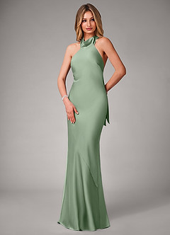 Azazie Velli Bridesmaid Dresses Matcha Mermaid Stretch Satin Dress image3