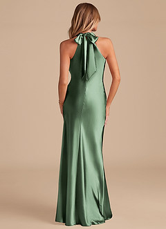 Azazie Doretta Bridesmaid Dresses Eucalyptus Mermaid Bow Metallic Satin Dress image6