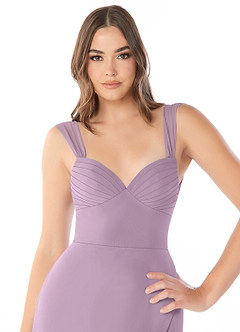 Azazie Audre Jurken voor bruidsmeisjes Jurk van Chiffon met Zeemeermin Geplooid Blauweregen image5