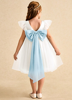 Azazie Munchkin vestidos de niña de las flores Vestido de Marfil Azul Cielo de Tul de Corte En A con Lazo image1