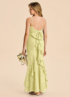 Azazie Lioren Junior Robe Sirène en Floral Burnout Drapé Sorbet Citron image1