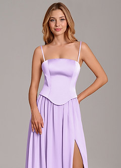 Azazie Cadence Bridesmaid Dresses Lilac A-Line Corset Stretch Satin Convertible Dress image2