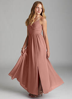 Azazie Zeya Junior Cedar Rose A-Line Chiffon Dress image4