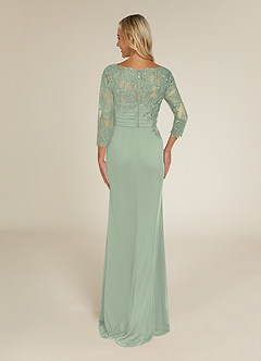 Azazie Alisondra Mother of the Bride Dresses Dusty Sage Sheath Scoop Lace Lace Dress image2