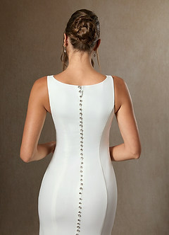 Azazie Raven Wedding Dresses Diamond White Cocoa Mermaid Side Slit Tulle Dress image6