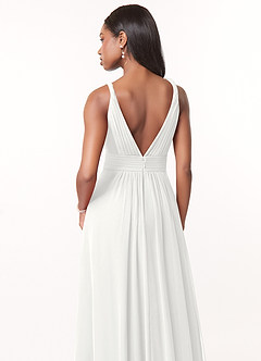 Azazie Maren Abiti da Damigella Abito A-Line in Chiffon Plissettato Bianco image5