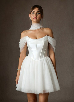 Azazie Naef Vestidos de novia Vestido de Diamante Blanco de Tul de Corte en A image5