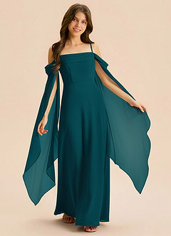 Azazie Moana Junior Linia A Pofałdowany Szyfon Długość podłogi Młodsza druhna Sukienka image1