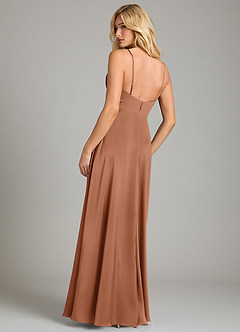 Azazie Sarella Vestidos de damas de honor Vestido de Bronceador de Satén Elástico de Corte en A con Plisado image2