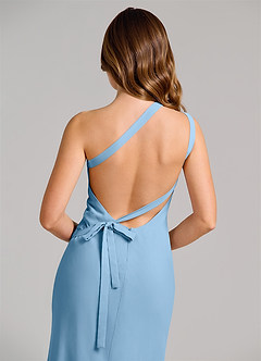 Azazie Monroe Brautjungfernkleider Etui One-Shoulder Chiffon Kleid Stahlblau image6