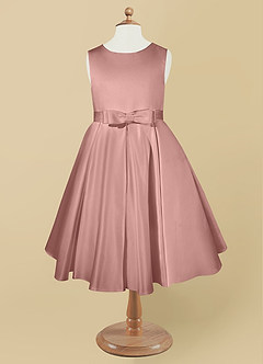 Azazie Coco Flower Girl Dresses Rose Gold A-Line Bow Matte Satin Dress image5