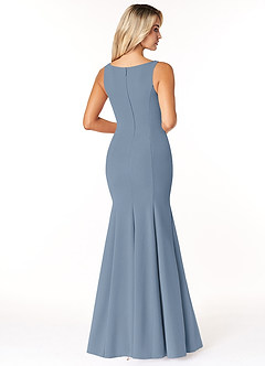 Azazie Rogue Bridesmaid Dresses Dusty Blue Mermaid Scoop Side Slit Stretch Crepe Dress image2