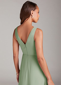 Azazie Nelly Bridesmaid Dresses Dusty Sage A-Line Pleated Chiffon Dress image7