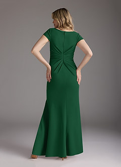 Azazie Tana Mother of the Bride Dresses Dark Green Mermaid V-Neck Pleated Stretch Crepe Dress image5